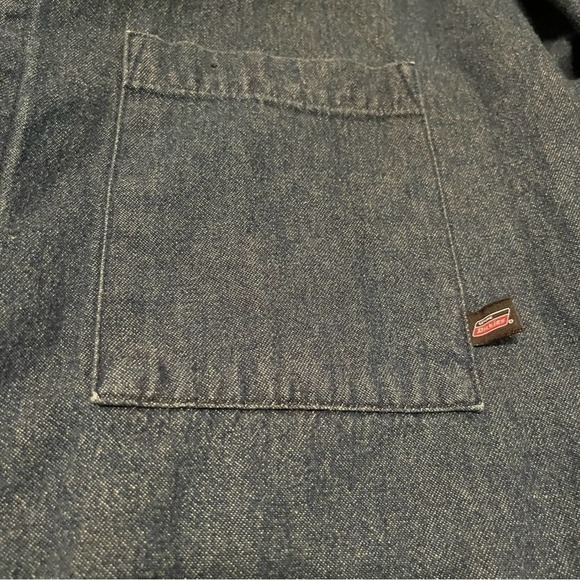 Dickies Mens Large Blue Denim Workwear Button Up Long Sleeve Outdoors Shirt Sz L - Picture 5 of 6